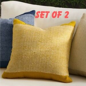 2 West Elm Banded Basketweave Indoor/ Outdoor Pillow set of 2